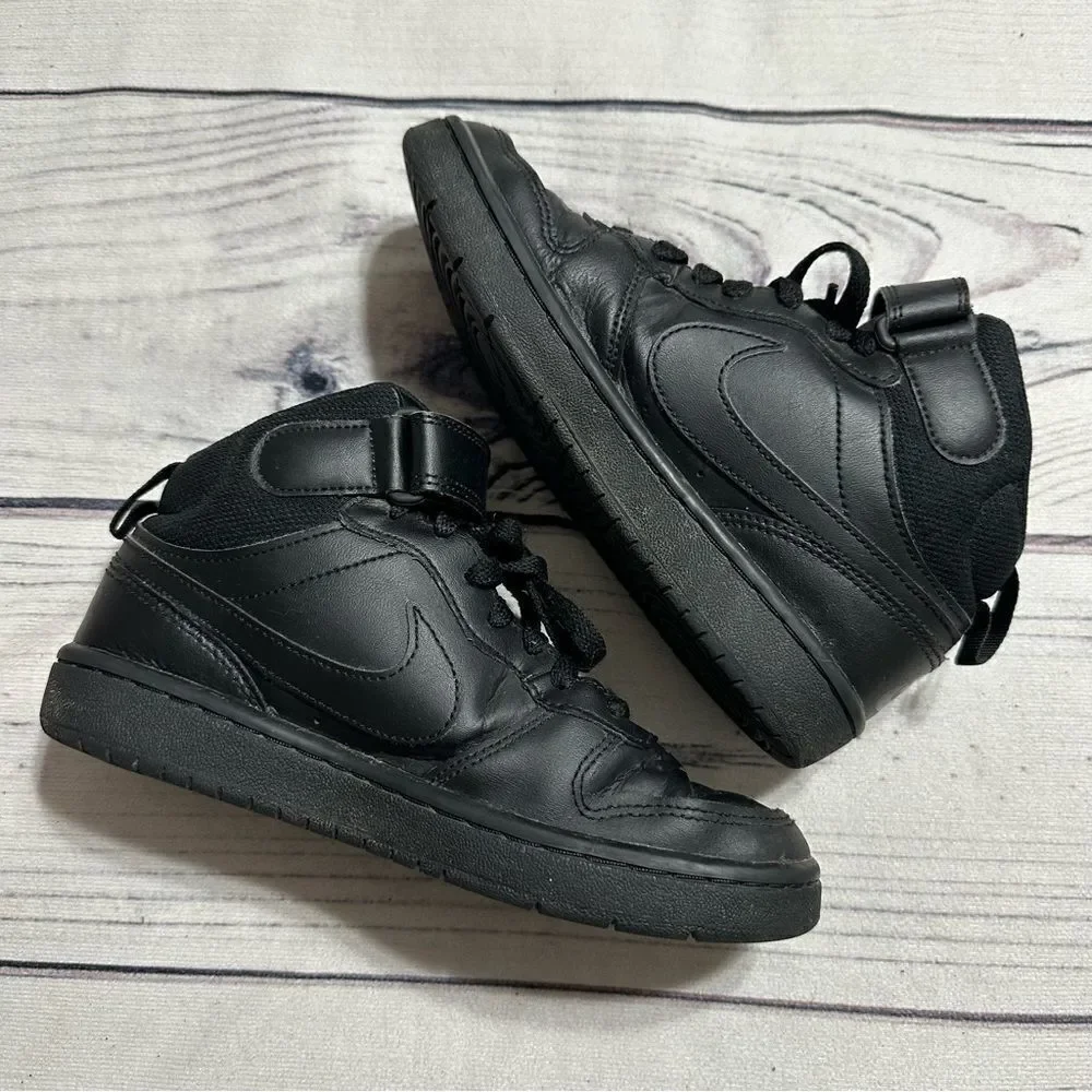 Nike Court Borough Mid 2‎ (GS) Youth Shoes Black/Black CD7782 001 Kids Sz 3.5